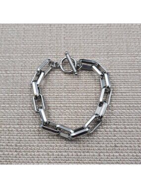 7 Inch Silver Plated Paperclip Link Chain Bracelet A7324